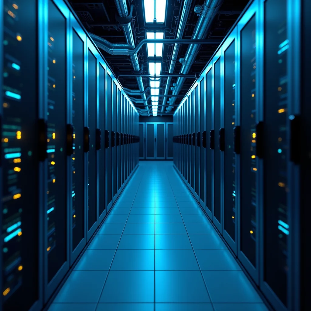 Conceptual view of a liquid-cooled data center rack supporting high-density AI compute.