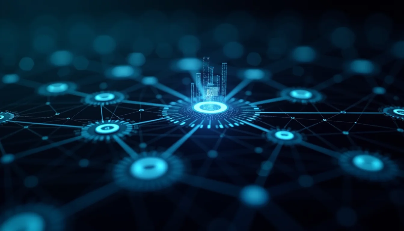 Conceptual visualization of an agentic OS managing complex data workflows.