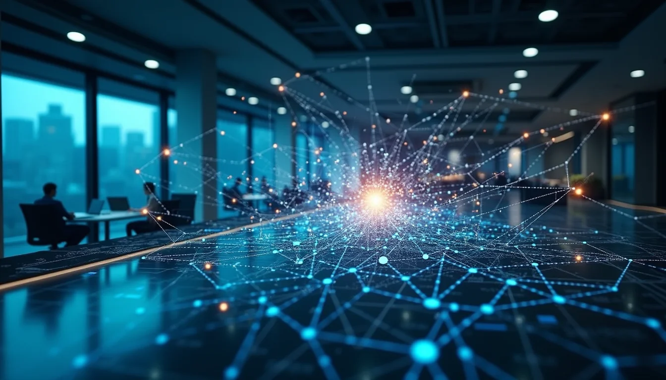 Conceptual visualization of an AI agent orchestrating complex business workflows.