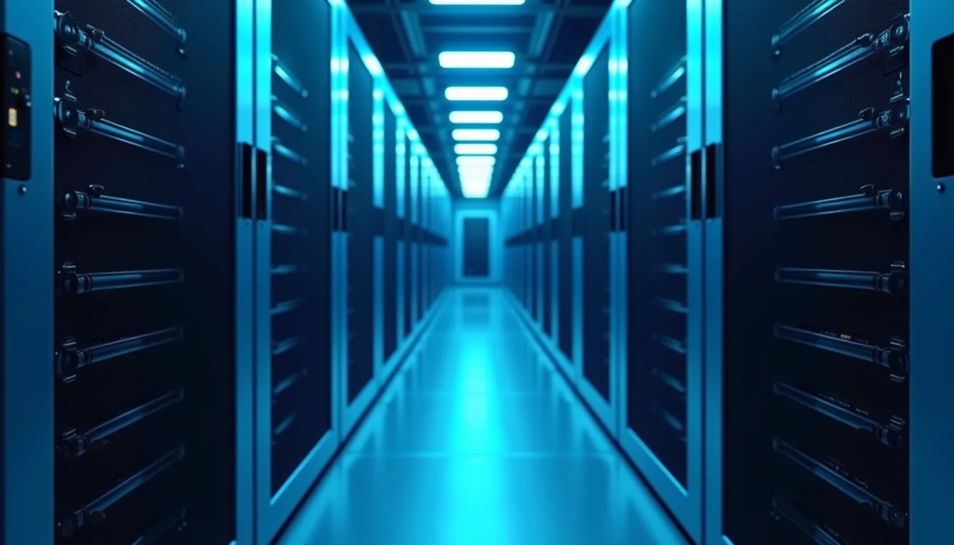 Conceptual view of a high-density AI data center utilizing liquid cooling infrastructure.