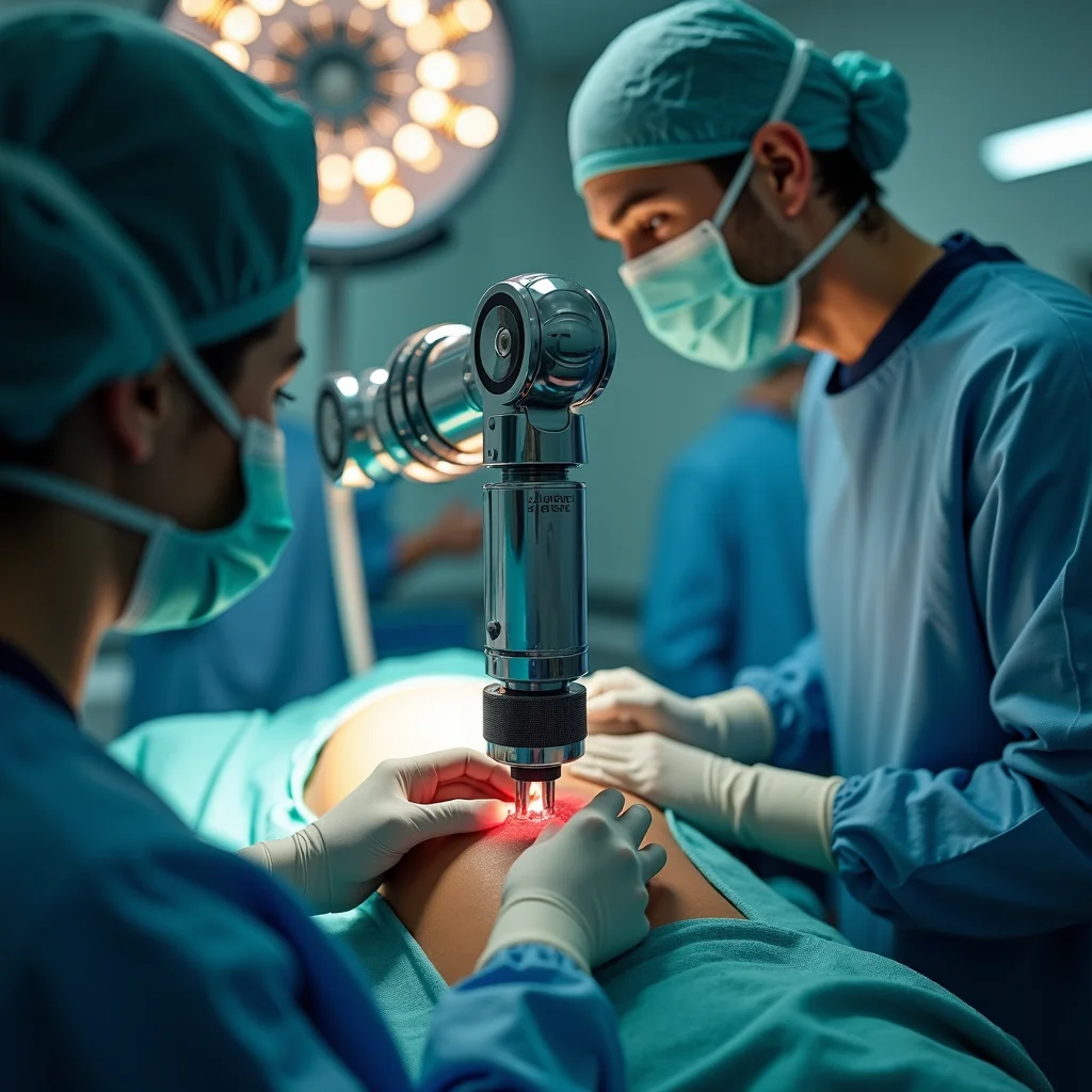 A robotic surgical arm guided by advanced AI technology.
