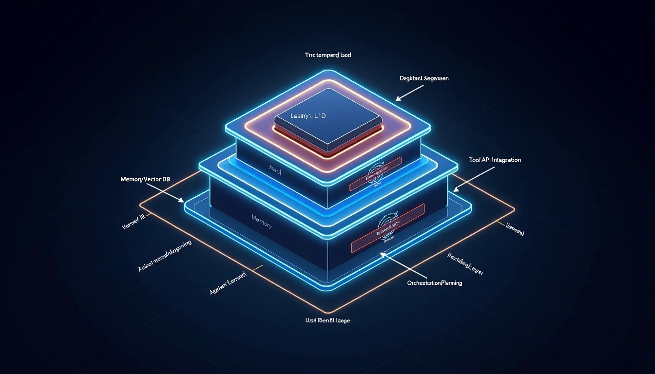 Diagram showing the components of a robust agentic architecture: memory, planning, and tools.